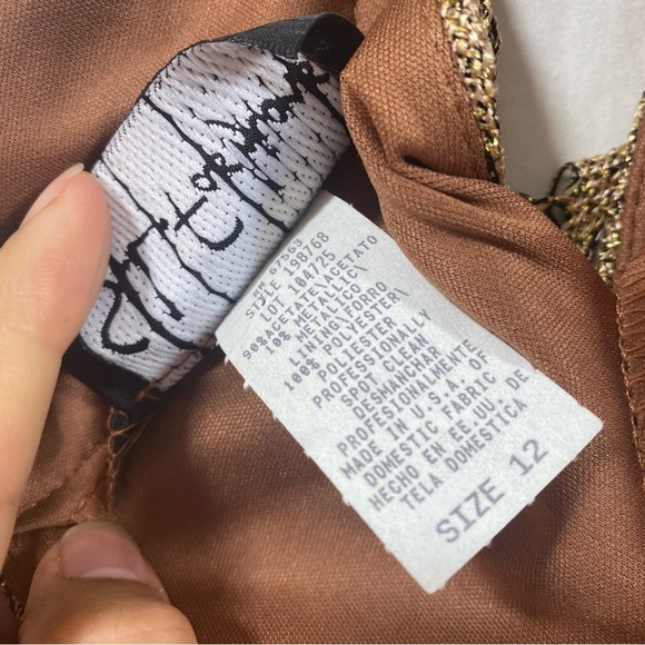 S L Fashions Vintage Mini Dress Women’s 12 Gold Sleeveless Fringe Dress Lace - Picture 3 of 8